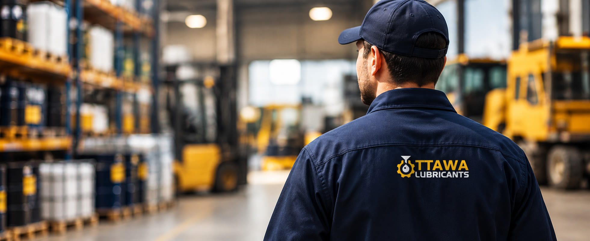 An Ottawa Lubricants team member in the warehouse